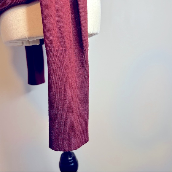 Ultra Soft H&M  Long Sleeve Tie Neck Plum Women's Sweater Medium - Picture 4 of 6